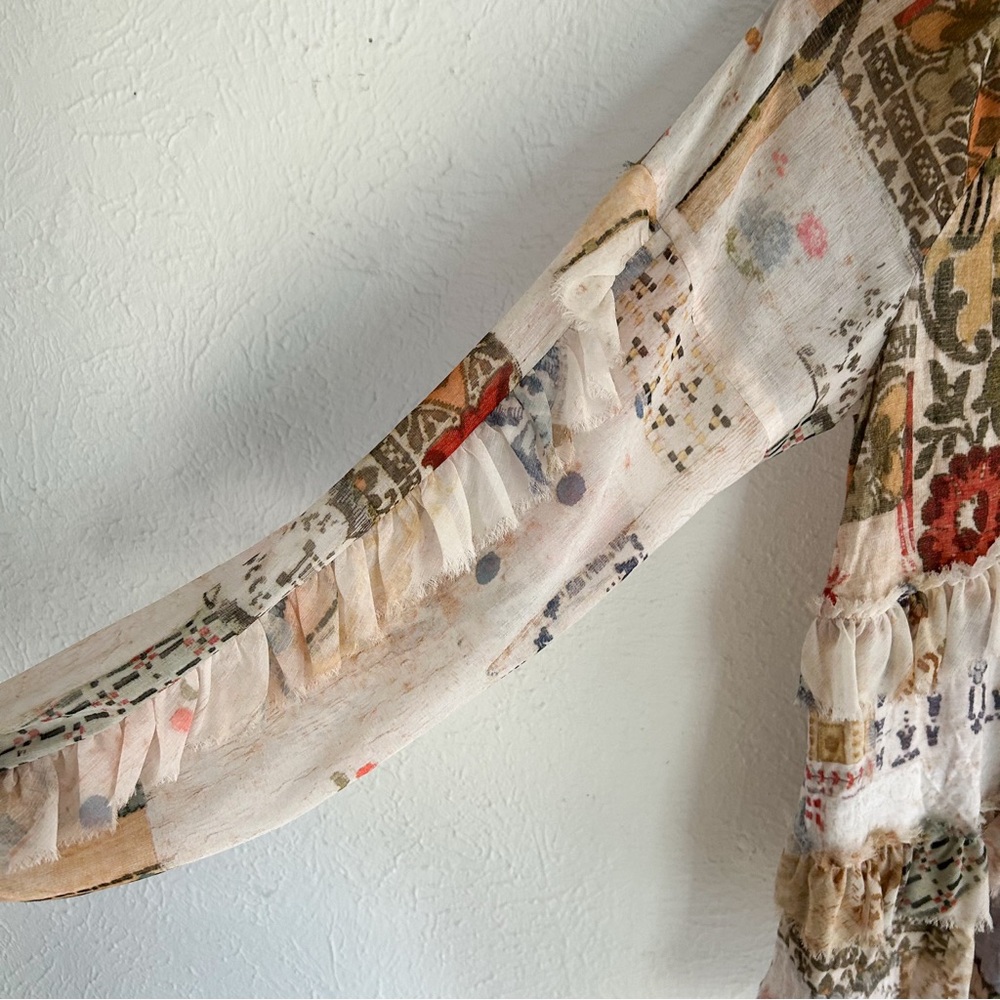 Anthropologie Tiny Whimsigoth Patchwork Blouse Iv… - image 3